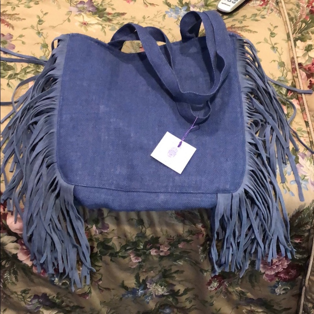 Muche Et Muchette NWT Blue Faux Fringe Bag host pick - Picture 3 of 16